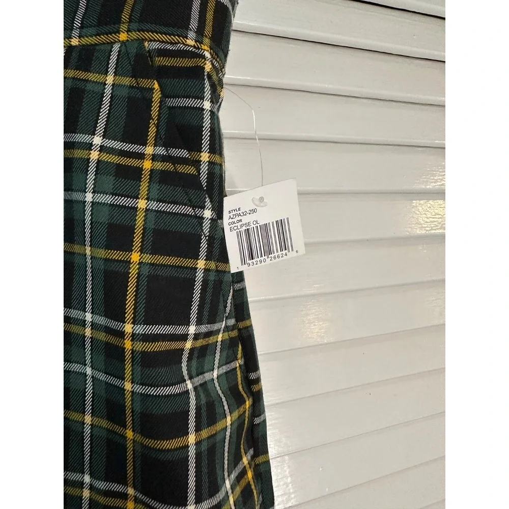 NWT Hot Topic Almost Famous Size XXL Green Plaid Joggers Pants Elastic Waist
